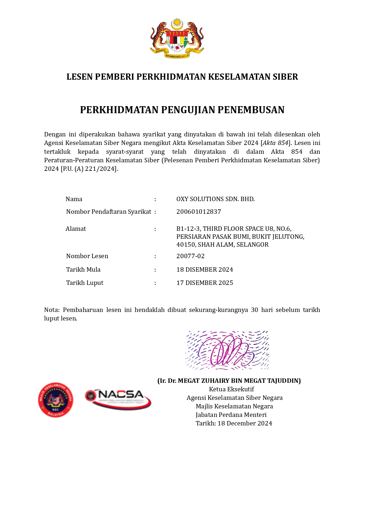 NACSA License